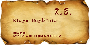 Kluger Begónia névjegykártya